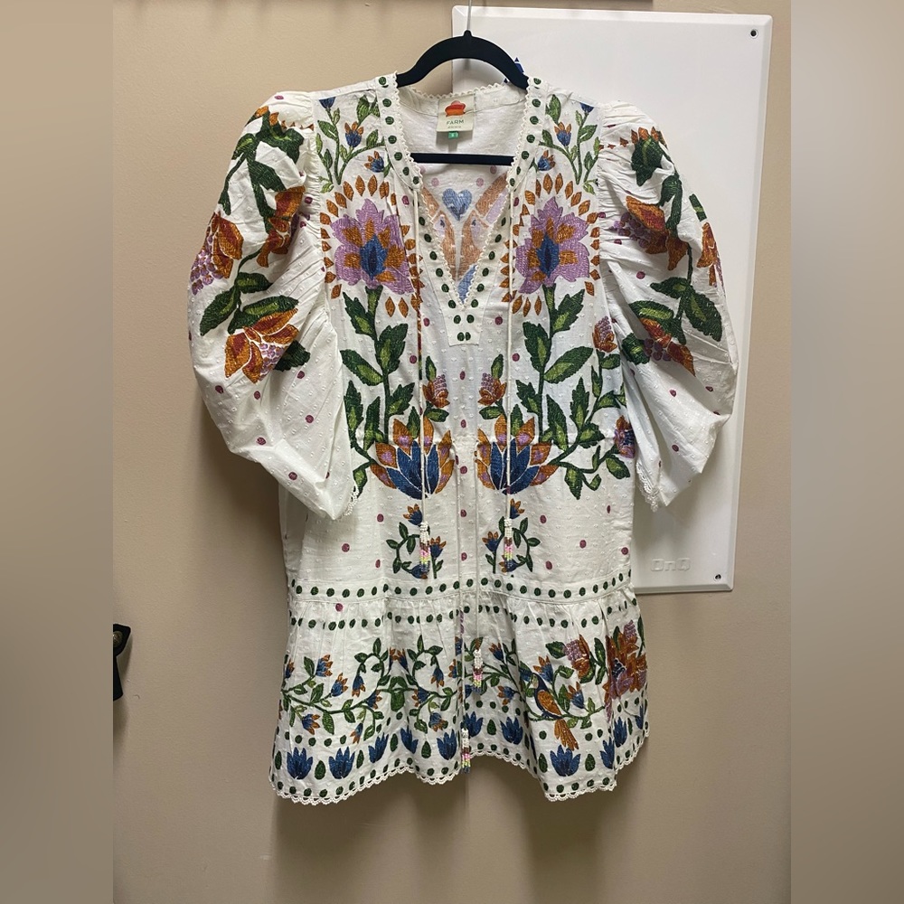 Farm Rio - White Summer Garden Mini Dress